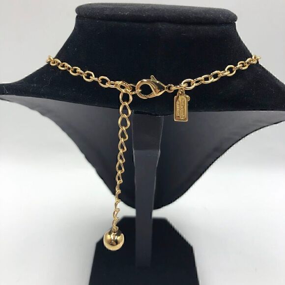 Kate Spade Chunky Statement Necklace Peach and Cream Gold Tone Link Chain - Picture 7 of 11